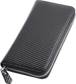 img 4 attached to 👛 Travelambo Women's Large Capacity Bifold Wallet - Black Carbon, Strapless Long Clutch Purse