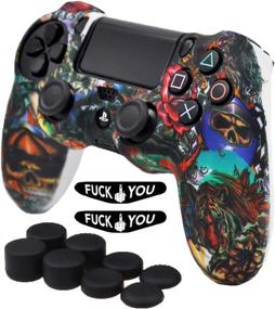 img 4 attached to 🎮 Sololife PS4 Controller Skin Grip Cover - Anti-Slip Silicone Protector Case for Sony PS4/PS4 Slim/PS4 Pro Controller with 8 Thumb Grips (Paint Skull)