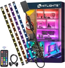 img 4 attached to 🌈 RGB LED Strip Lights, HitLights 4 Pre-Cut 1ft/4ft Dimmable LED Light Strips - Color Changing Tape Lights with Remote and UL-Listed Adapter for TV Backlight, Bedroom, Cabinet Shelf Display