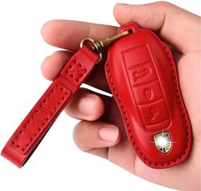 img 4 attached to Tukellen For Porsche Leather Key Fob Cover With Keychain Key Shell Compatible With Porsche Panamera Interior Accessories