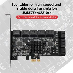 img 2 attached to 💻 BEYIMEI PCIE SATA Карта - 16 портов, 6 Гбит/с SATA 3.0 PCIe Карта, Контроллер SATA, Карта расширения, Система загружаемая, Совместима со всеми слотами PCIe (JMB575 + ASM1064)