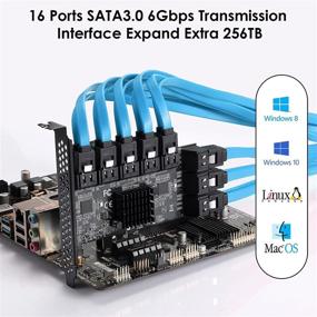 img 3 attached to 💻 BEYIMEI PCIE SATA Карта - 16 портов, 6 Гбит/с SATA 3.0 PCIe Карта, Контроллер SATA, Карта расширения, Система загружаемая, Совместима со всеми слотами PCIe (JMB575 + ASM1064)