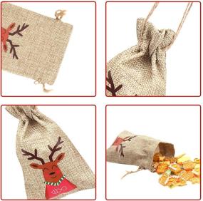 img 1 attached to LOKIPA Christmas Burlap Drawstring Favors Gift Wrapping Supplies