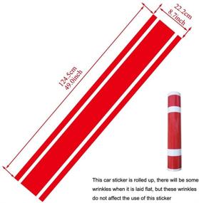 img 3 attached to 🏎️ Ляссиндер 49" х 8.7" Наклейка с ободом автомобильного капота - наклейка на боковину кузова с автогончатыми полосами на капоте и бампере из винила для декорации (Стиль 1 Красный)