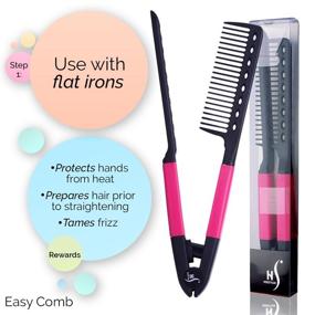 img 3 attached to 💁 Herstyler Hair Straightening Comb - Flat Iron Comb for Smooth & Tangle-Free Tresses - Hair Straightener Comb with Ergonomic Grip - Pink Hot Iron Comb Set of 2