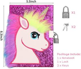 img 2 attached to 🦄 Cuibilyer Unicorn Diary: Magical Unicorn Notebook with Lock and Keys, Glittery Design- 160 Pages, Girls Birthday Party Gift