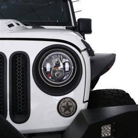 img 2 attached to 🚙 Enhance Your Jeep Wrangler JK’s Style with Hooke Road Matte Black Headlight Bezels & Trim!