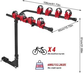 img 3 attached to awagas 4-Bike Hitch Mount Rack - Foldable Bicycle Rear Carrier, 4 Slots Rail for Car SUVs Truck Back Rear - High Load Capacity of 60kg