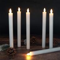 🕯️ dromance flickering flameless led taper candles with remote and timer, real wax, dimmable light for christmas, holiday flameless led candlesticks (white, 0.78 x 9.64 inches) логотип