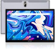 📱 2021 latest update: 10 inch android tablet, 4g phone, 64gb+4gb storage, octa-core processor, 13mp camera, dual sim slot, gps, wifi, bluetooth, 1080p hd (gray) logo