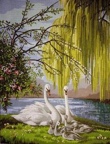 img 2 attached to 🧵 Hudema's Needlepoint Kit: Swans 12x16in 30x40cm Printed Canvas - Explore the Art of Stitching with 236 Intricate Designs!