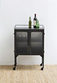 img 2 attached to 🏺 Rustic Metal Cabinet with Caster Wheels &amp; Glass Doors - Creative Co-Op DA8479-1