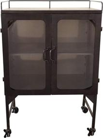 img 4 attached to 🏺 Rustic Metal Cabinet with Caster Wheels &amp; Glass Doors - Creative Co-Op DA8479-1