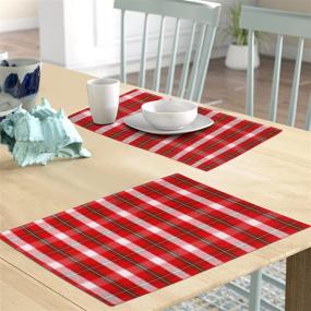 img 3 attached to 🎄 Urban Villa Tartan Checks Christmas Place Mats - Set of 6, Red Green White, 100% Cotton, 14''x 20''