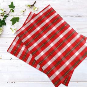 img 1 attached to 🎄 Urban Villa Tartan Checks Christmas Place Mats - Set of 6, Red Green White, 100% Cotton, 14''x 20''