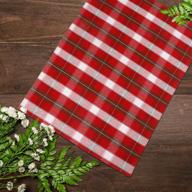 🎄 urban villa tartan checks christmas place mats - set of 6, red green white, 100% cotton, 14''x 20'' logo