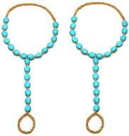 sunscsc 1 pair turquoise beach barefoot sandal foot jewelry anklet chain foot bracelet logo