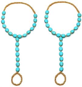 img 4 attached to SUNSCSC 1 Pair Turquoise Beach Barefoot Sandal Foot Jewelry Anklet Chain Foot Bracelet