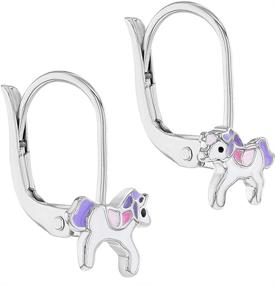 img 3 attached to 🦄 925 Sterling Silver Leverback Unicorn Dangle Earrings - White & Purple Enamel, Ideal for Little Girls & Pre-Teens, Perfect Gift for Animal Lover Kids