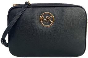 img 3 attached to 👜 Black Pebbled Leather Michael Kors Fulton Large EW Crossbody Bag