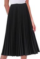 goldstitch women's high waist pleated a-line swing midi skirt - stylish and flattering logo