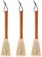 🍖 versatile pack of 3: 12" bbq sauce basting mops & brushes for roasting, grilling, marinade, and glazing – cotton fiber head and hardwood handle, dish mop style logo