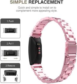 img 1 attached to 🌹 MoKo браслет - замена стального металлического ремешка для умных часов Fitbit Inspire/Inspire HR, розовый цвет с ушками для часов, совместим с Fitbit Inspire/Inspire HR.