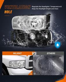 img 3 attached to 🚗 Фары Nilight 02-05 Ram 1500 2500 3500, хромированная оболочка, прозрачные углы, замена фар линзового света на водителя и пассажира. Набор из 2 штук, гарантия 2 года.