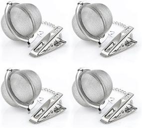 img 4 attached to 🍵 Stainless Steel Tea Infuser Set - 4 PCS Ball Mesh Strainers with Extended Chain Hook and Clip for Brewing Fine Loose Tea and Spices