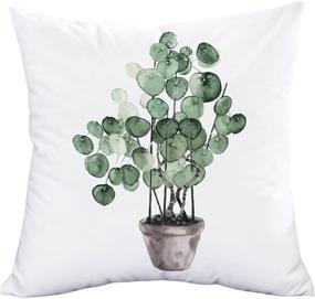img 2 attached to 🌿 Refreshing Green Plants Pillow Cover Set for Decorative Square Cushion - BLEUM CADE