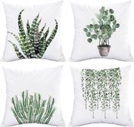 🌿 refreshing green plants pillow cover set for decorative square cushion - bleum cade logo