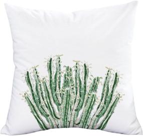 img 1 attached to 🌿 Refreshing Green Plants Pillow Cover Set for Decorative Square Cushion - BLEUM CADE