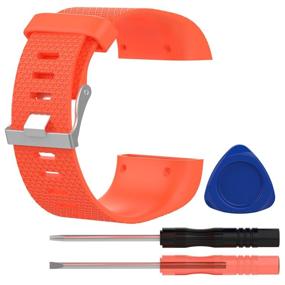 img 4 attached to 📱 Awinner Silicone Replacement Band for Fitbit Surge - Orange, Small (5.5"-6.3") - Compatible with Fitbit Surge Wireless Activity Wristband Watch - WatchBand Fitness Tracker for Enhanced Performance