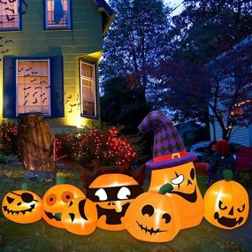 img 3 attached to 🎃 Halloween Pumpkin Family Inflatable Decoration by JinhzWin - 7 Ft Long, Built-in LED Lights, Blow Up Horror Pumpkin Decor for Indoor Outdoor Yard Garden Halloween Decorations