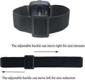 img 3 attached to 🔗 Stretchable Adjustable Elastic Armband/Ankle Band for Fitbit Versa 2/Blaze/Versa/Versa Lite/Versa Special Edition Smartwatch - Unisex Black Band