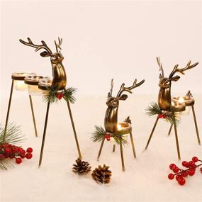 img 1 attached to 🎄 Enchanting Lulu Home Set of 3 Metal Reindeer Tea Light Candle Holders - Christmas Reindeer Table Decoration for Holiday, Wedding, Housewarming
