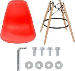 img 1 attached to IRIS USA, Inc. Red Plastic Shell Bar Stool, 2-Pack