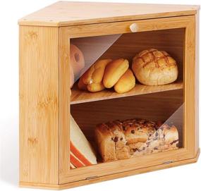 img 3 attached to 🍞 HOMEKOKO Double Layers Bamboo Corner Bread Box: Stylish Wooden Storage for Kitchen Counter