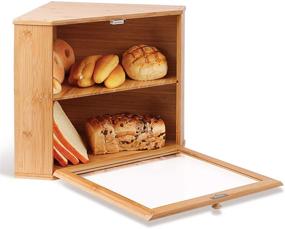 img 4 attached to 🍞 HOMEKOKO Double Layers Bamboo Corner Bread Box: Stylish Wooden Storage for Kitchen Counter