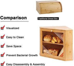 img 1 attached to 🍞 HOMEKOKO Double Layers Bamboo Corner Bread Box: Stylish Wooden Storage for Kitchen Counter