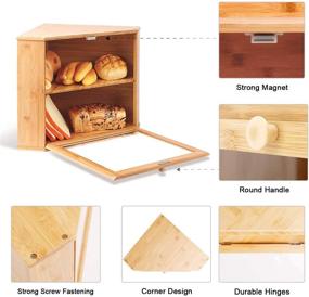 img 2 attached to 🍞 HOMEKOKO Double Layers Bamboo Corner Bread Box: Stylish Wooden Storage for Kitchen Counter