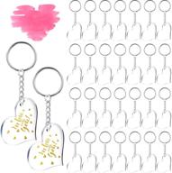 🔑 30 clear heart shape acrylic keychain blanks with metal key rings - ideal for diy crafts and mother's day projects logo
