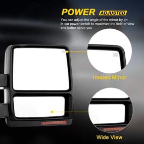 img 3 attached to 🚘 OCPTY Зеркала заднего вида для пикапов Ford F-150 2007-2014 года выпуска: подогреваемые, телескопические, с электроприводом, с сигналом в луже - комплект из 2 зеркал