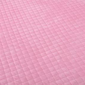 img 1 attached to 🛏️ LIFEREVO Luxury Velvet Diamond Quilted Fitted Bed Sheet with Pompoms Fringe - Queen Pink, 3 Side Coverage, 18 inch Drop Dust Ruffle Bed Skirt