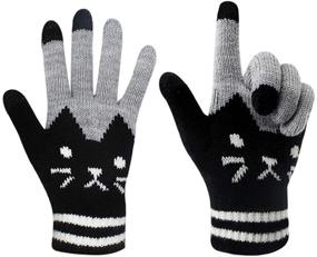 img 4 attached to Cold Weather Girls' Screen Gloves Pattern Mittens - Knitted Accessories