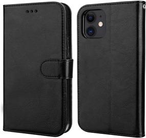 img 2 attached to Black PU Leather Wallet Case for iPhone 11 6.1 inch with Card Holder, Magnetic Detachable Kickstand, Shockproof, Wrist Strap, and Removable Flip Cover