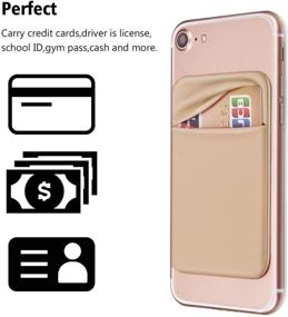 img 3 attached to 📱 OBVIS Self-Adhesive Card Holder Wallet Sleeve for Cell Phone – Stick On with 3M Adhesive, RFID Protection – Ideal for iPhone, Android – Gold