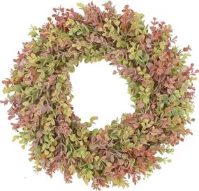 img 4 attached to 🌹 Deliacft 18" Rose and Flowers Fall Wreath: Stunning Artificial Spring and Summer Door Decoration (Red)