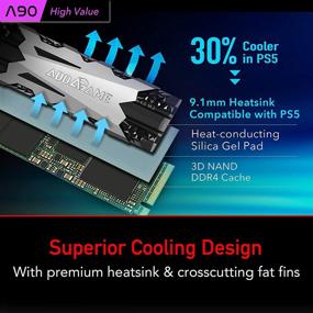 img 2 attached to 💨 Высокоскоростной накопитель Addlink AddGame A90 2TB PCIe Gen4x4 NVMe SSD с теплоотводом - совместим с PS5, скорость 5000 МБ/с на ПК и 5600 МБ/с на PS5