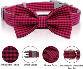 img 2 attached to Dapper and Stylish: Buffalo Plaid Dog Bow Ties & Collars for Large Breeds - Comprenee Durable Design, Adjustable Nylon Burberry Soft Collar with D-Rings - Ideal Cat Collar with Bowtie and Gift Option